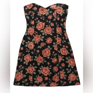 Eclipse Floral Strapless Sweetheart Mini Dress – Size Medium
